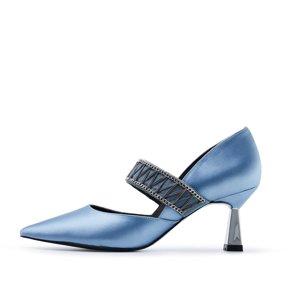 Ladies Satin Strap Mary Jane Pumps 5575 Blue - House of Avenues - Designer Shoes | 香港 | 女Ã? House of Avenues