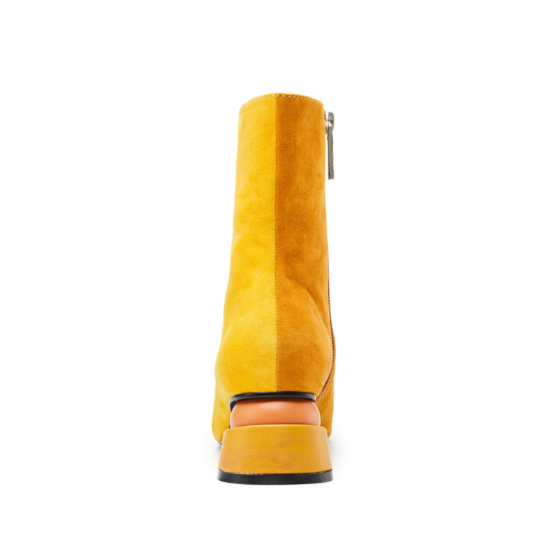 Ladies Color Block Mid Bootie 5570 Yellow - House of Avenues - Designer Shoes | 香港 | 女Ã? House of Avenues