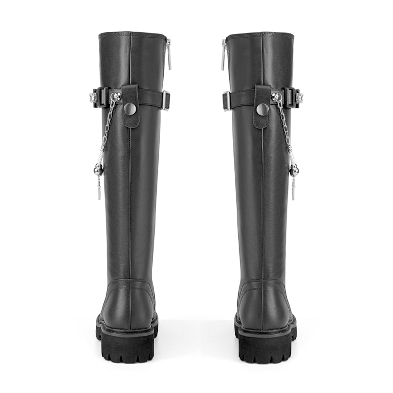 In The Name Of Love Ladies' Cross With Chain Leather Combat Boot 5564 Black - House of Avenues - Designer Shoes | 香港 | 女Ã? House of Avenues