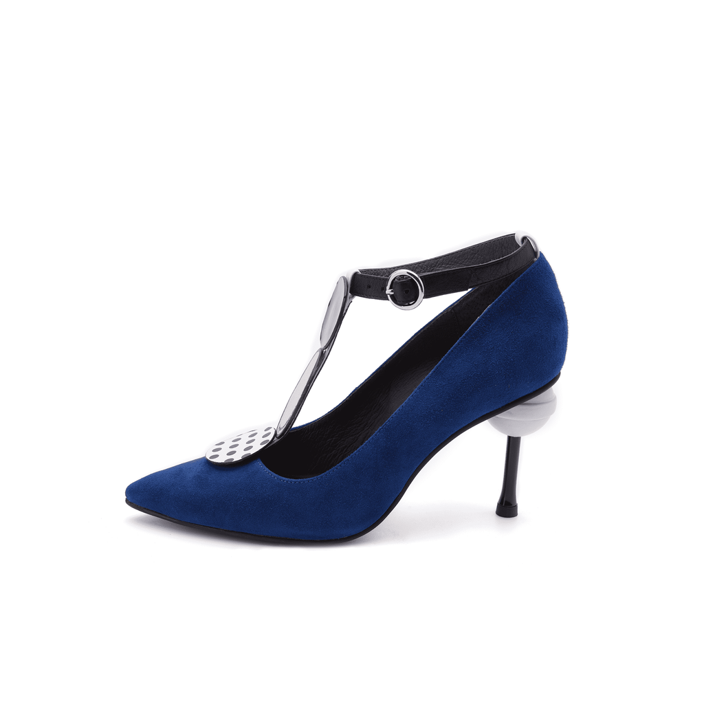 Ladies Dot Print T-Strap High Heel Pumps 5148 Navy - House of Avenues - Designer Shoes | 香港 | 女Ã? House of Avenues