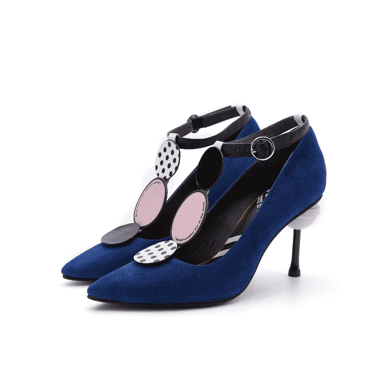 Ladies Dot Print T-Strap High Heel Pumps 5148 Navy - House of Avenues - Designer Shoes | 香港 | 女Ã? House of Avenues