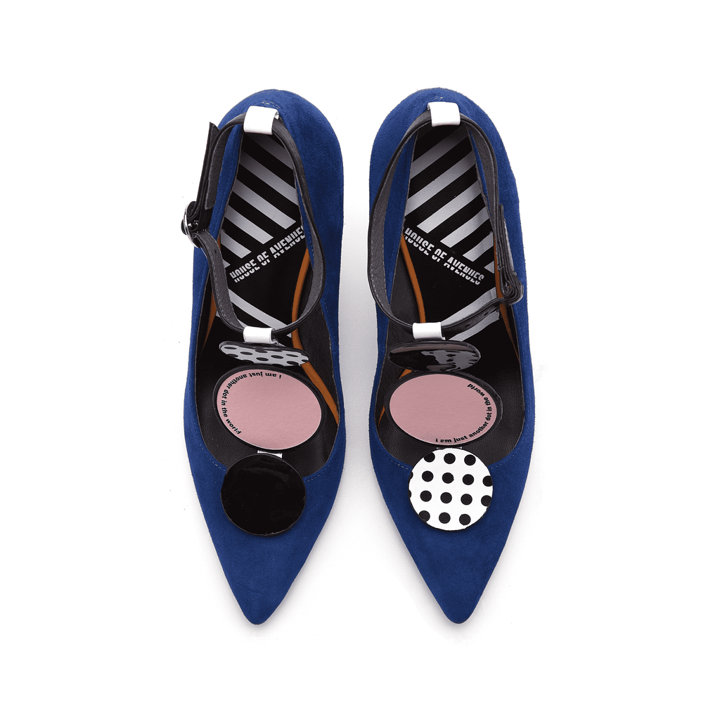 Ladies Dot Print T-Strap High Heel Pumps 5148 Navy - House of Avenues - Designer Shoes | 香港 | 女Ã? House of Avenues