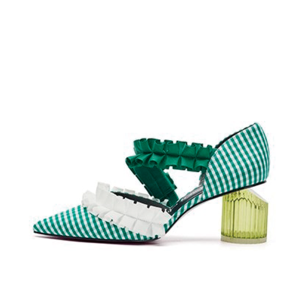 Ladies Ruffle d'orsay Heel Pumps 5232 Green - House of Avenues - Designer Shoes | 香港 | 女Ã? House of Avenues