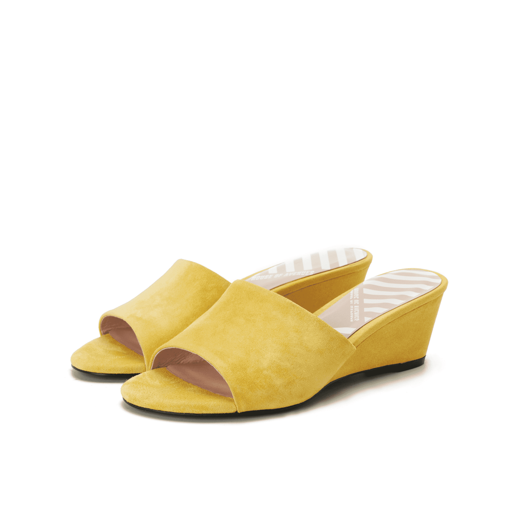 Ladies' Suede Slip-on Wedge Sandals 5315 Yellow - House of Avenues - Designer Shoes | 香港 | 女Ã? House of Avenues