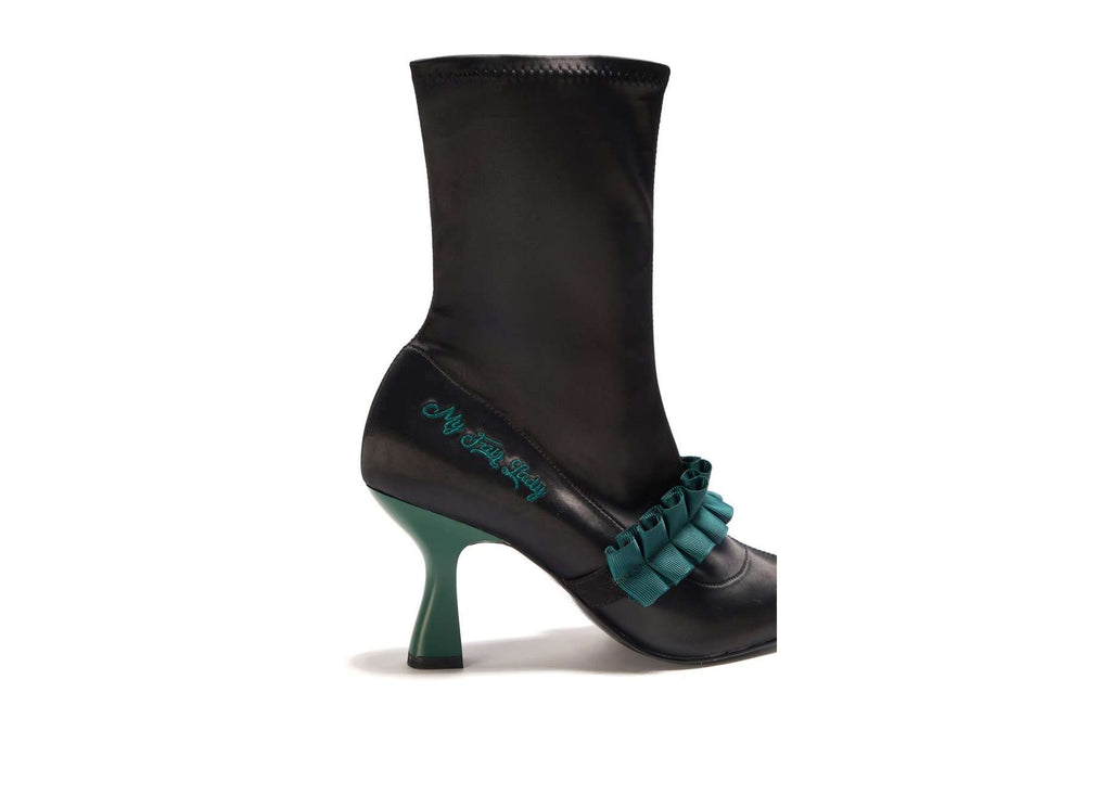 Ladies Romantic Satin Ruffle Boot 5348 Black - House of Avenues - Designer Shoes | 香港 | 女Ã? House of Avenues
