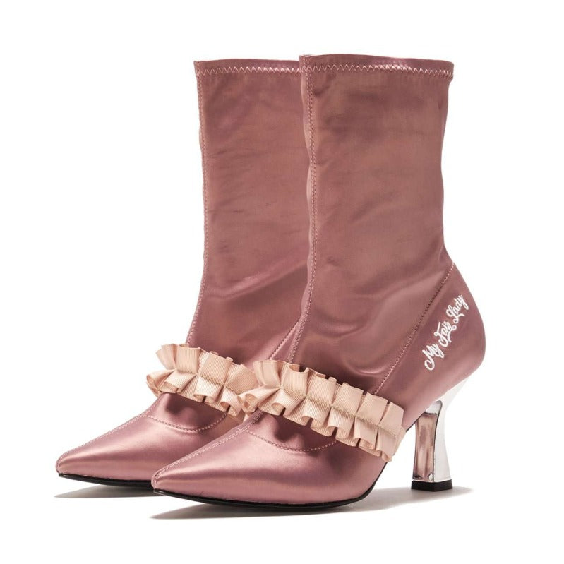 Ladies Romantic Satin Ruffle Boot 5348 Pink - House of Avenues - Designer Shoes | 香港 | 女Ã? House of Avenues