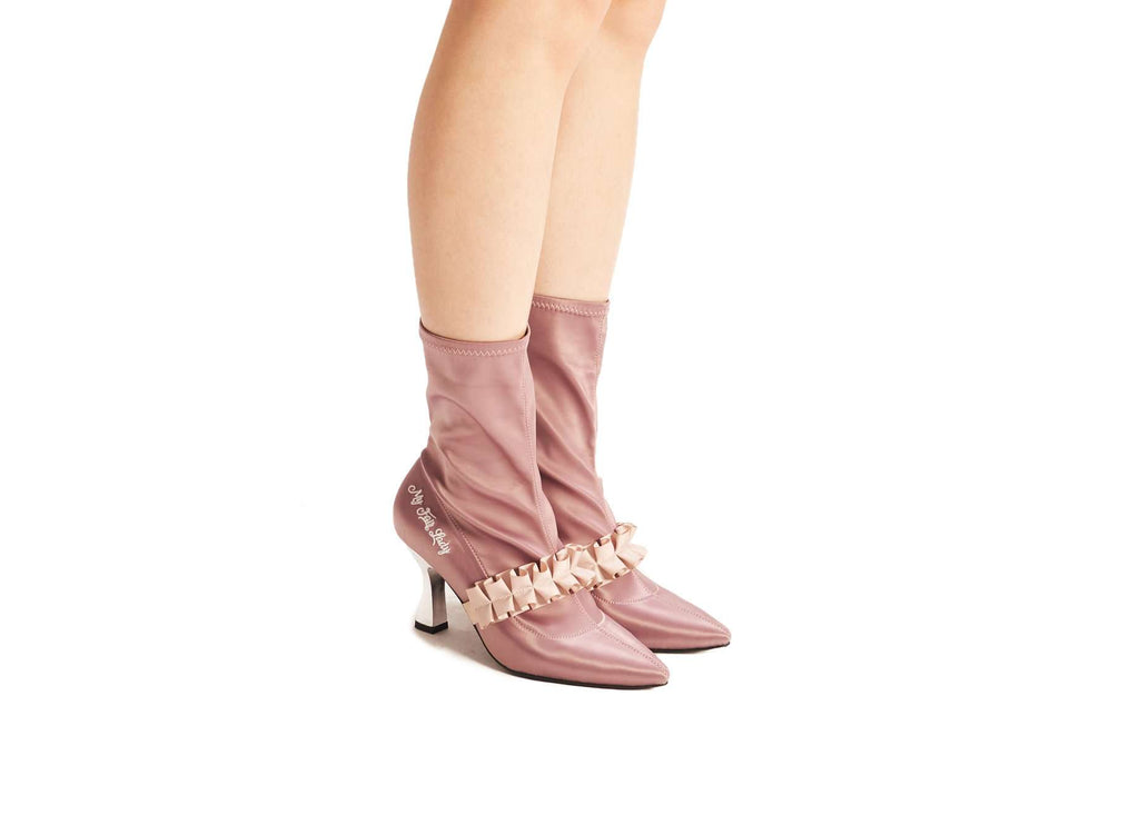 Ladies Romantic Satin Ruffle Boot 5348 Pink - House of Avenues - Designer Shoes | 香港 | 女Ã? House of Avenues