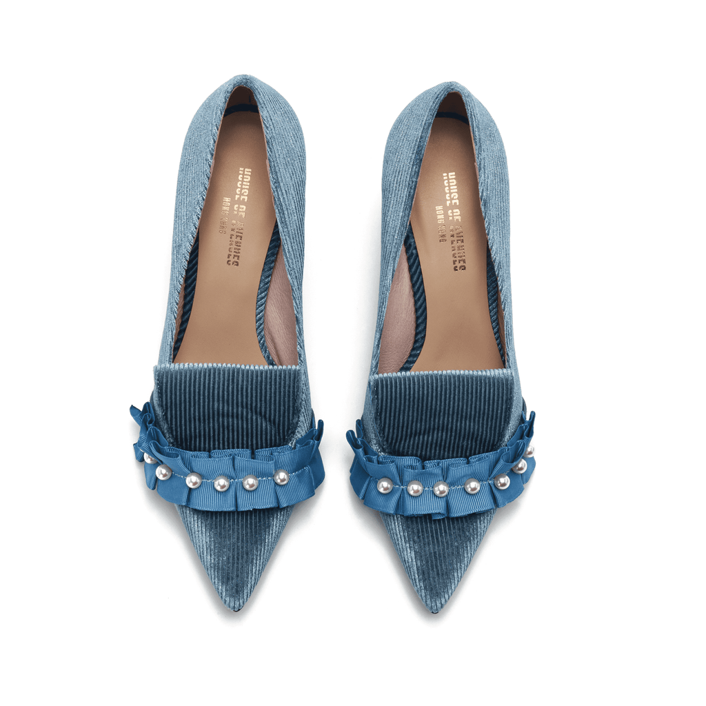 Ladies Pearl Beaded Spool Heel Pumps 5350 Blue - House of Avenues - Designer Shoes | 香港 | 女Ã? House of Avenues