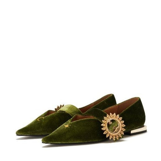 Ladies Mary Jane Velvet Flat Pumps 5421 Green - House of Avenues - Designer Shoes | 香港 | 女Ã? House of Avenues