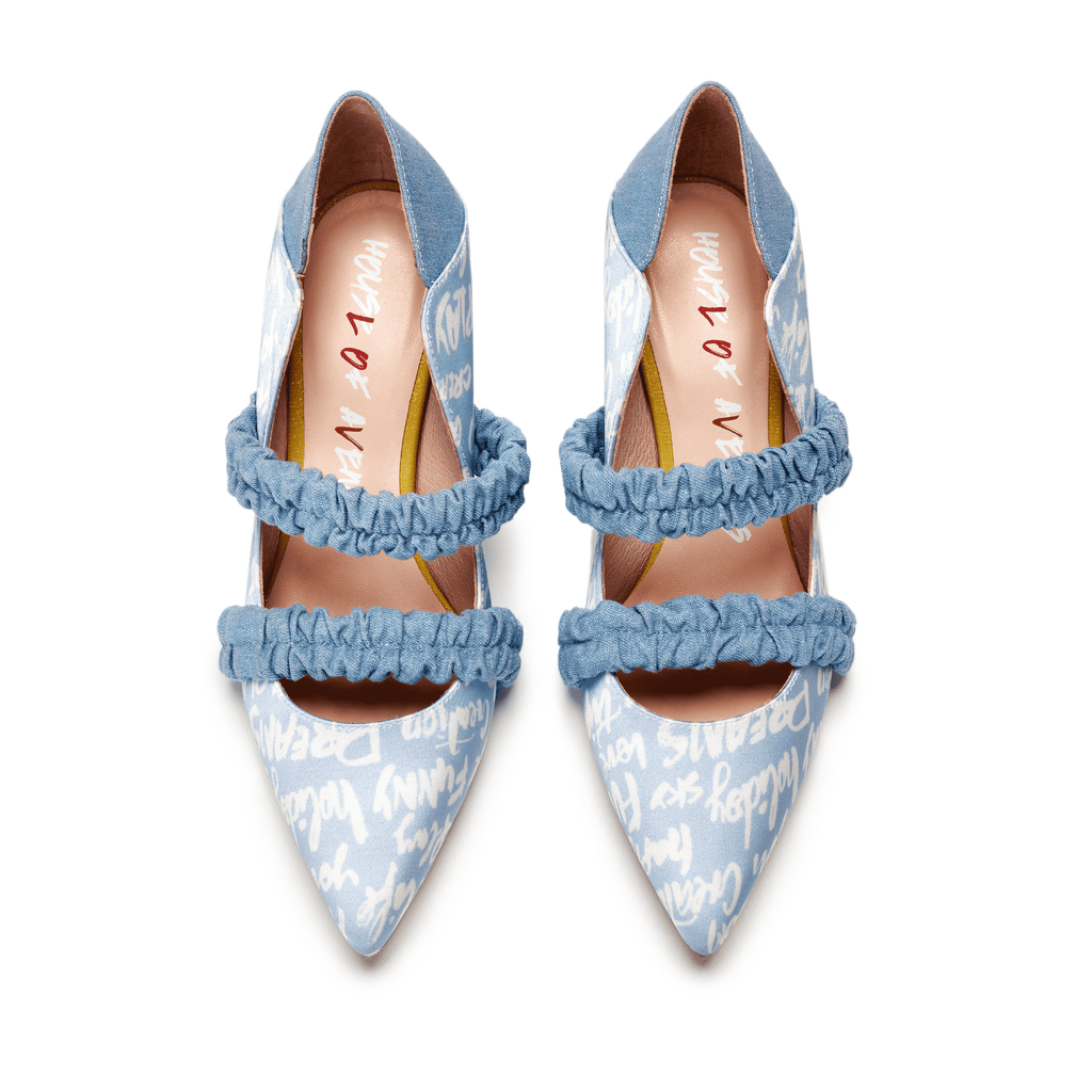 Ladies Allover Print Mary Jane Heel Pumps 5508 Light Blue - House of Avenues - Designer Shoes | 香港 | 女Ã? House of Avenues
