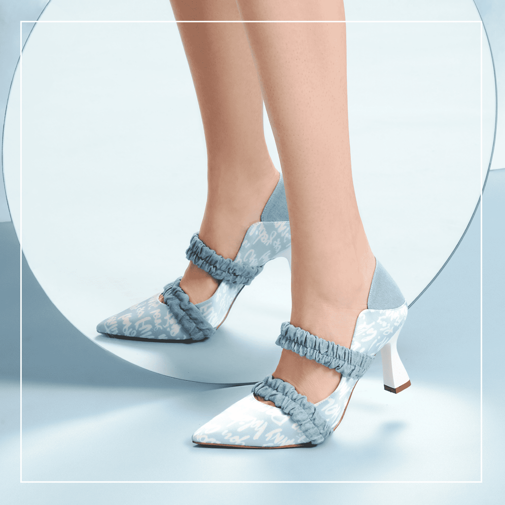 Ladies Allover Print Mary Jane Heel Pumps 5508 Light Blue - House of Avenues - Designer Shoes | 香港 | 女Ã? House of Avenues