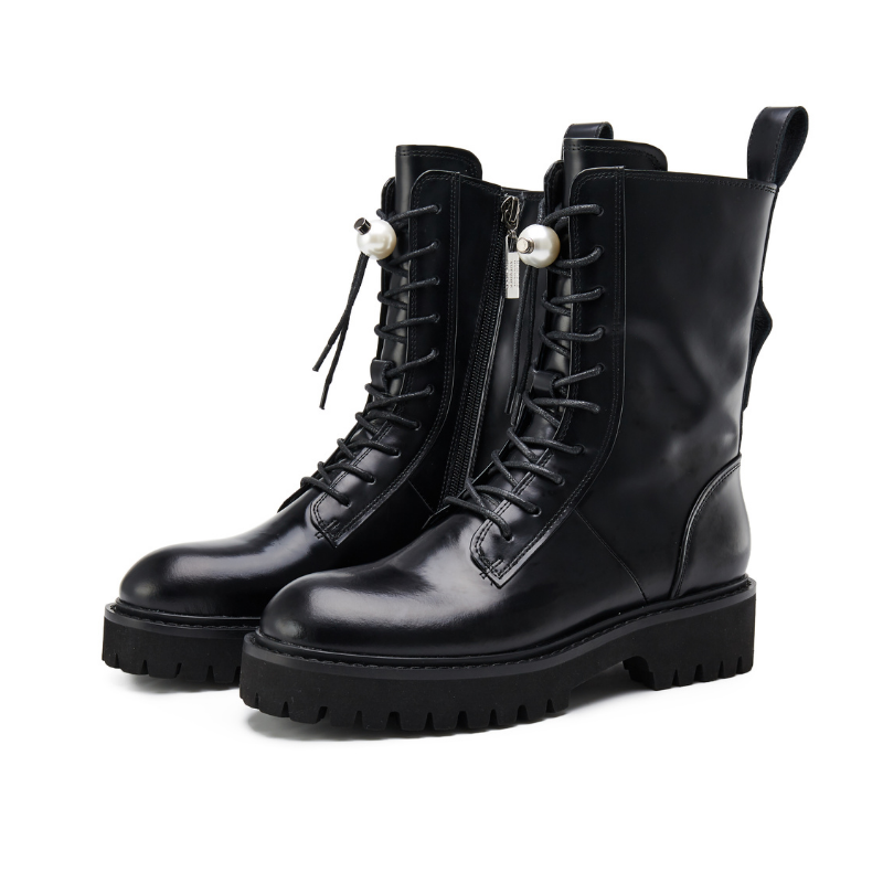 Ladies Lace Up Leather Military Boot 5563 - House of Avenues - Designer Shoes | 香港 | 女Ã? House of Avenues