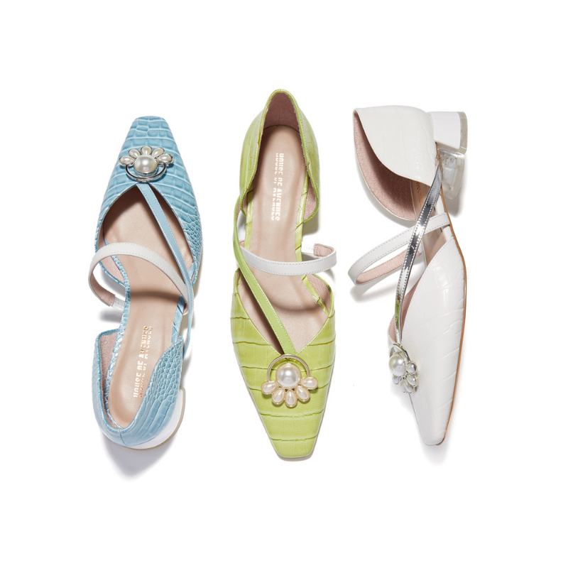 Croco Print Low Heel Mule 5641 White - House of Avenues - Designer Shoes | 香港 | 女Ã? House of Avenues
