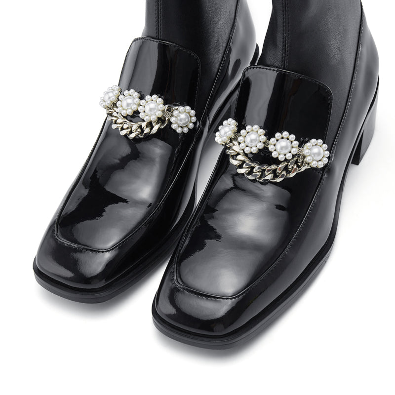 In The Name Of Love Ladies' Pearl With Chain Loafer Style Bootie 5721 Black - House of Avenues - Designer Shoes | 香港 | 女Ã? House of Avenues