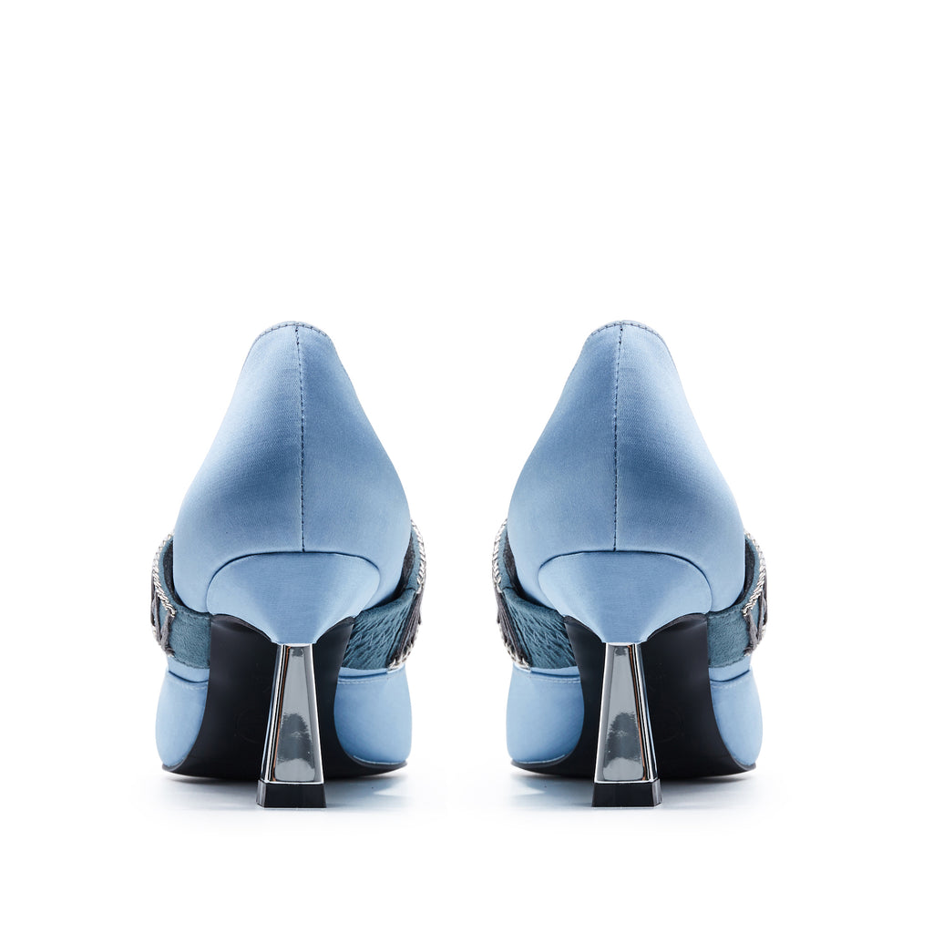 Ladies Satin Strap Mary Jane Pumps 5575 Blue - House of Avenues - Designer Shoes | 香港 | 女Ã? House of Avenues