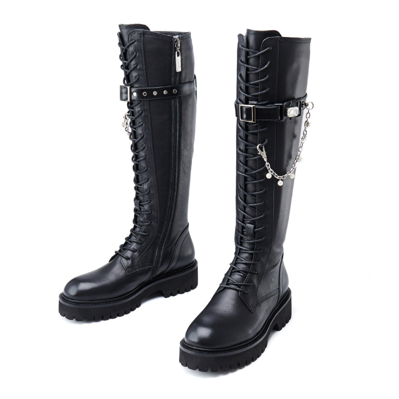 Ladies Pearl Chain Combat Boot 5564 - House of Avenues - Designer Shoes | 香港 | 女Ã? House of Avenues