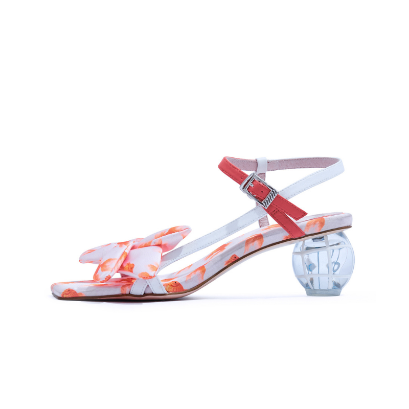 Satin Goldfish Bow Ankle Strap Sandal 5617 Red - House of Avenues - Designer Shoes | 香港 | 女Ã? House of Avenues