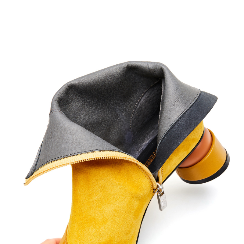 Ladies Color Block Mid Bootie 5570 Yellow - House of Avenues - Designer Shoes | 香港 | 女Ã? House of Avenues