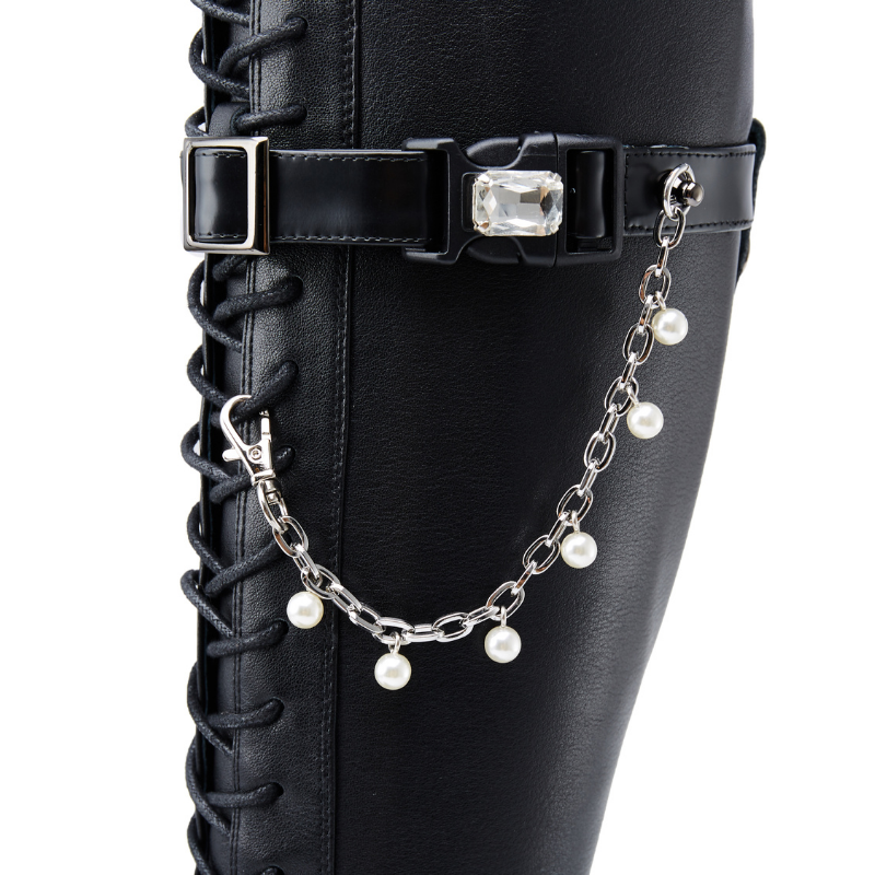 Ladies Pearl Chain Combat Boot 5564 - House of Avenues - Designer Shoes | 香港 | 女Ã? House of Avenues