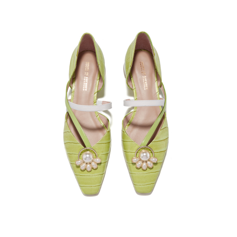 Croco Print Low Heel Mule 5641 Green - House of Avenues - Designer Shoes | 香港 | 女Ã? House of Avenues