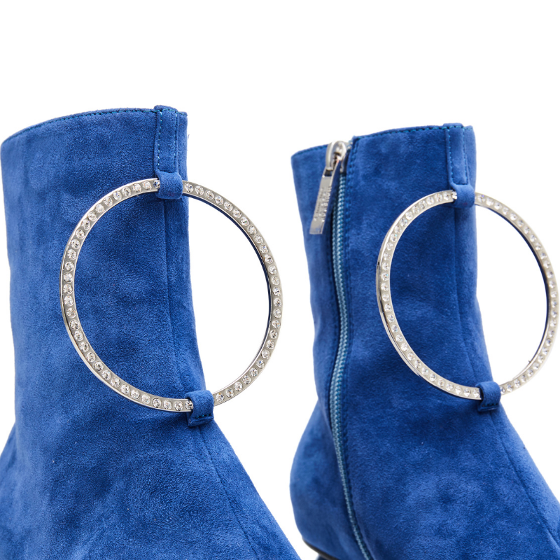 Blue suede 2025 ankle boots ladies