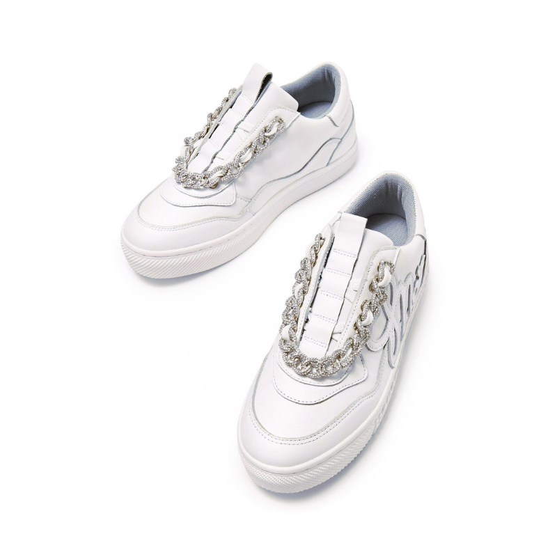 Ladies Rhinestone Chain Sneaker 5550 White - House of Avenues - Designer Shoes | 香港 | 女Ã? House of Avenues