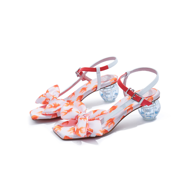 Satin Goldfish Bow Ankle Strap Sandal 5617 Red - House of Avenues - Designer Shoes | 香港 | 女Ã? House of Avenues