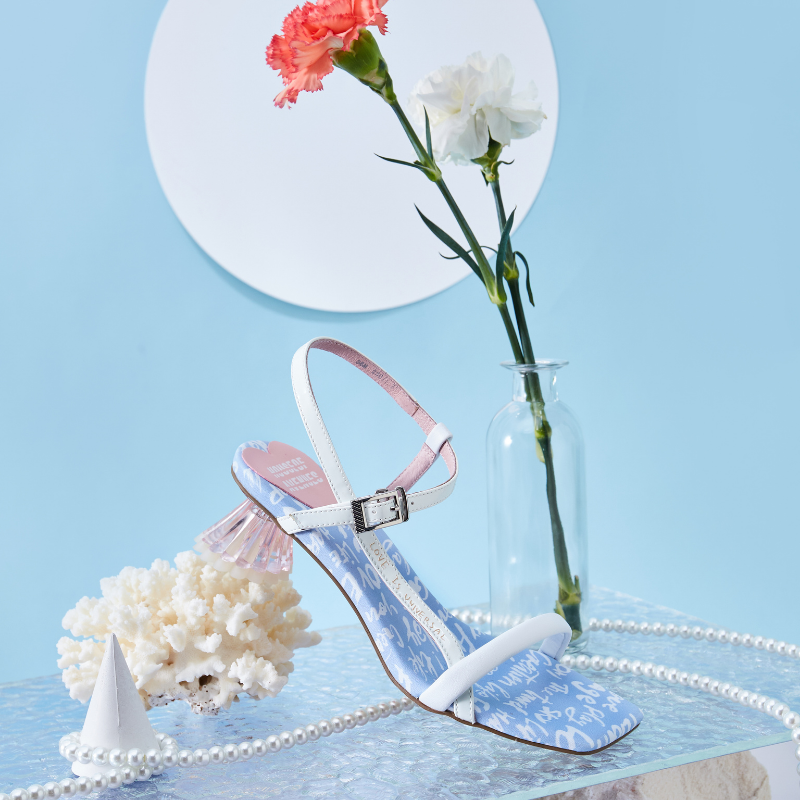 Ladies Allover Print Vase Heel Sandal 5513 Light Blue - House of Avenues - Designer Shoes | 香港 | 女Ã? House of Avenues