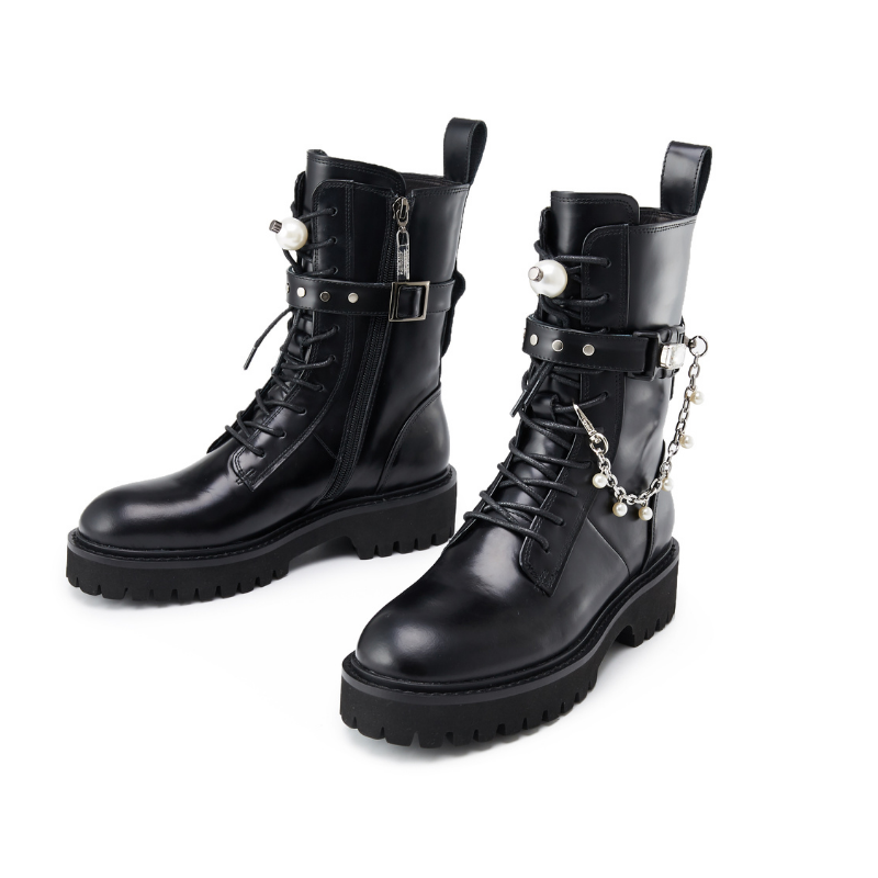 Ladies Pearl Leather Military Boot 5563 - House of Avenues - Designer Shoes | 香港 | 女Ã? House of Avenues