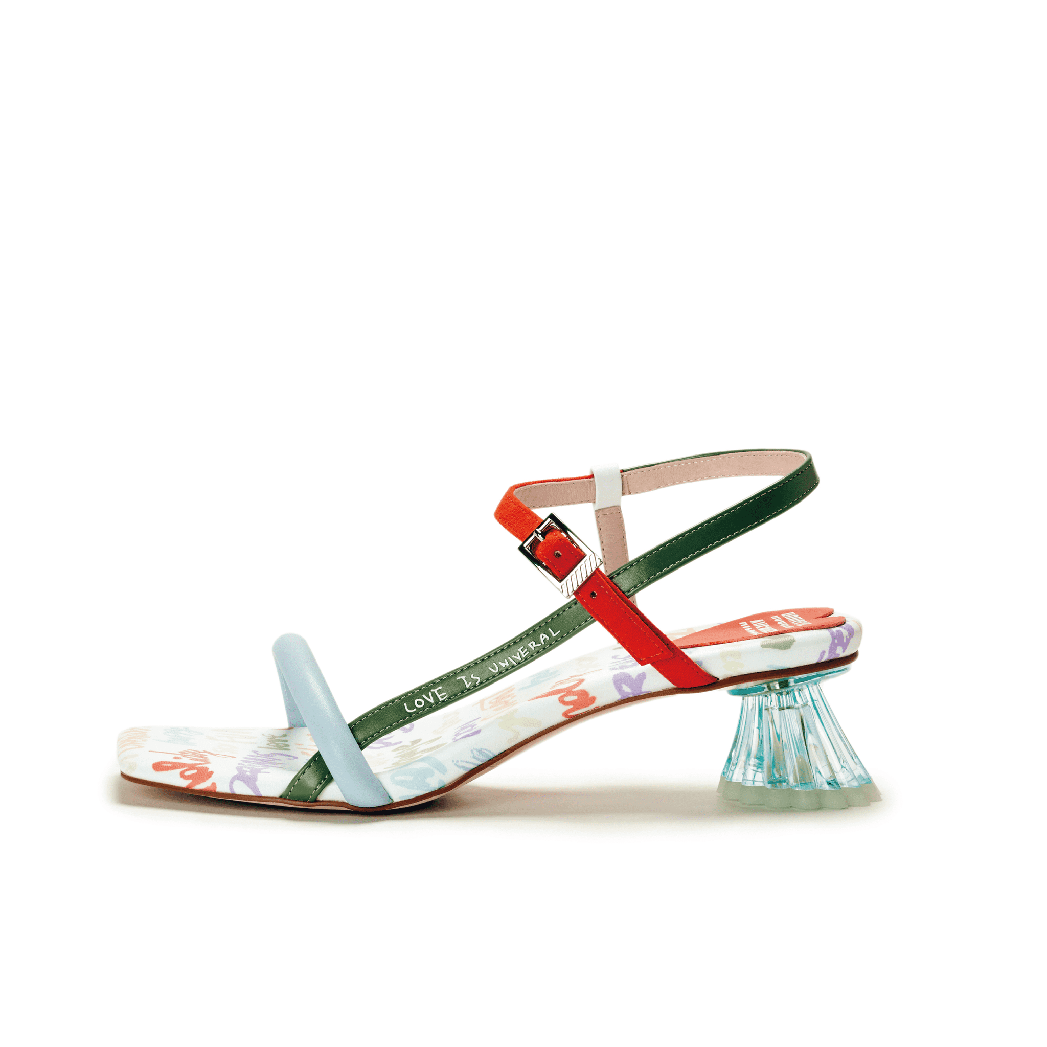 Ladies' Allover Print Vase Heel Sandal 5513 White | House of