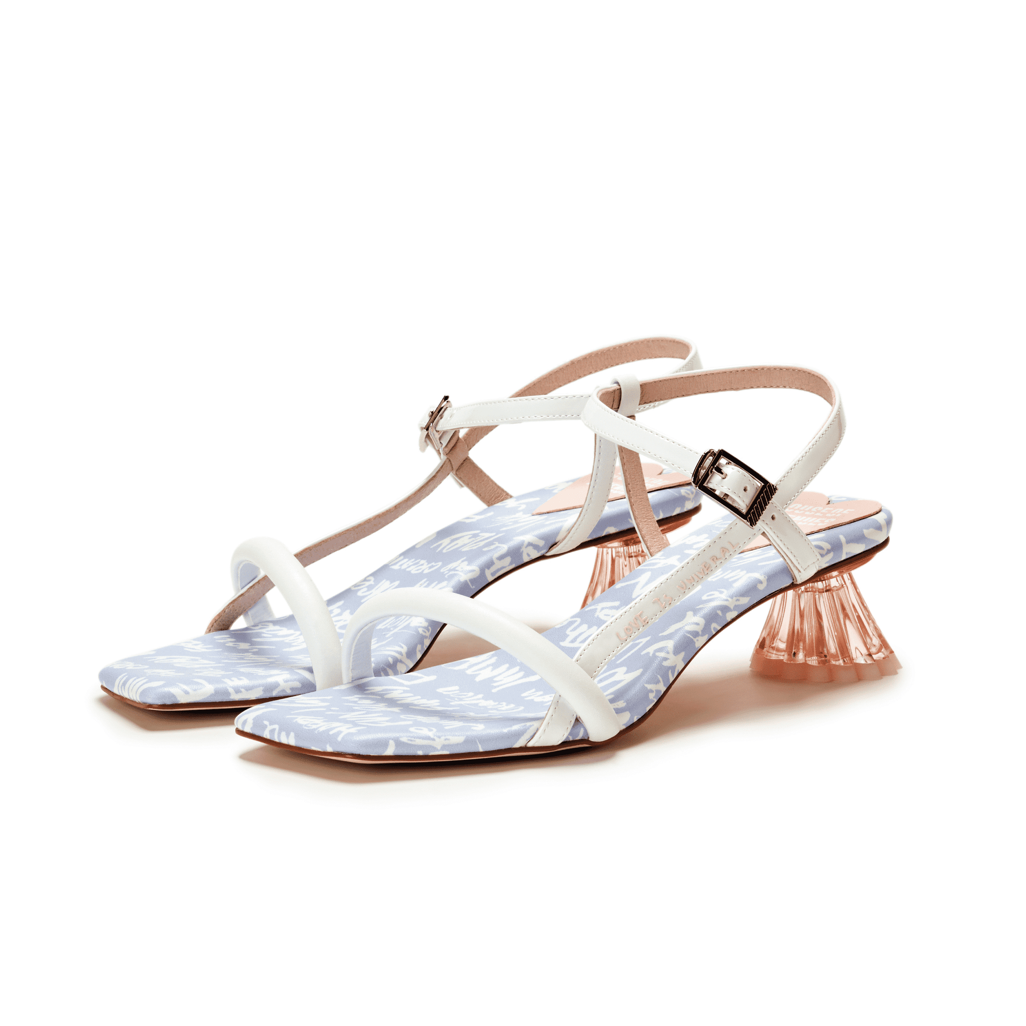 サンダル・ミュール JILLSTUART Ava Cream Strappy Sandals JLSO3F557CR Ladies' Allover Print Vase Heel Sandal 5513 White | House of