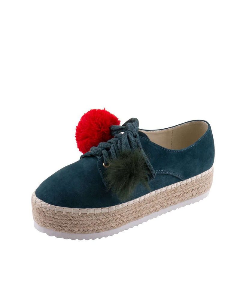 Ladies Suede Pom Pom Lace Up Espadrille Oxford 5038 - House of Avenues - Designer Shoes | 香港 | 女Ã? House of Avenues