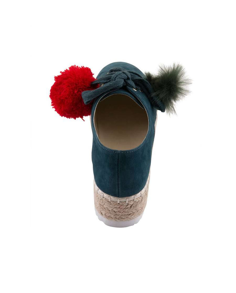 Ladies Suede Pom Pom Lace Up Espadrille Oxford 5038 - House of Avenues - Designer Shoes | 香港 | 女Ã? House of Avenues