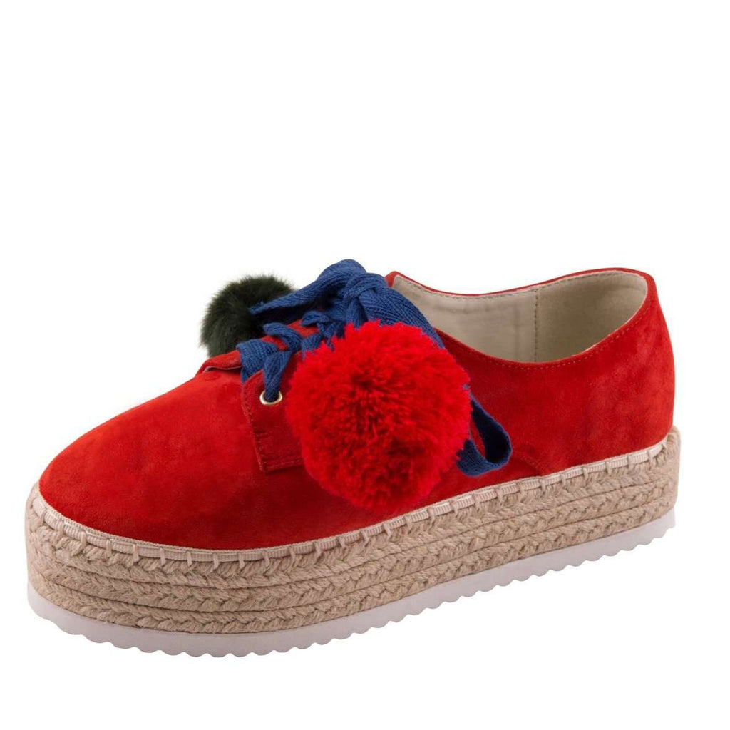 Ladies Suede Pom Pom Lace Up Espadrille Oxford 5038 - House of Avenues - Designer Shoes | 香港 | 女Ã? House of Avenues