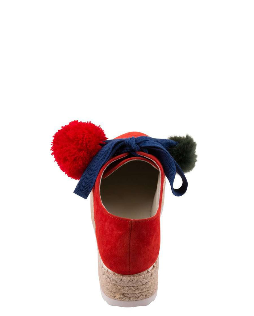 Ladies Suede Pom Pom Lace Up Espadrille Oxford 5038 - House of Avenues - Designer Shoes | 香港 | 女Ã? House of Avenues