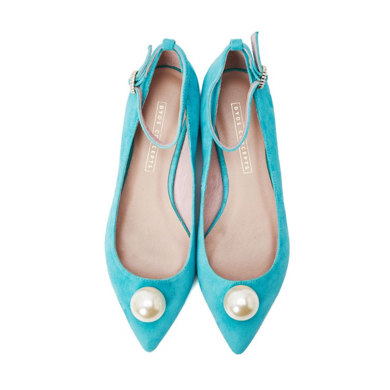Ladies Ankle Strap Flat Pumps 5289 Teal - House of Avenues - Designer Shoes | 香港 | 女Ã? House of Avenues