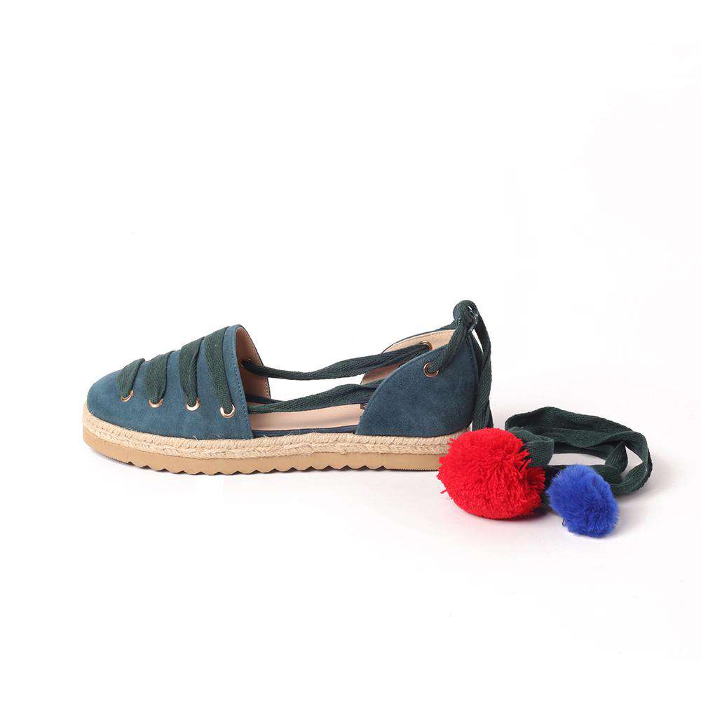 Ladies Canvas Pom Pom Lace Up Espadrille 5036 Red - House of Avenues - Designer Shoes | 香港 | 女Ã? House of Avenues