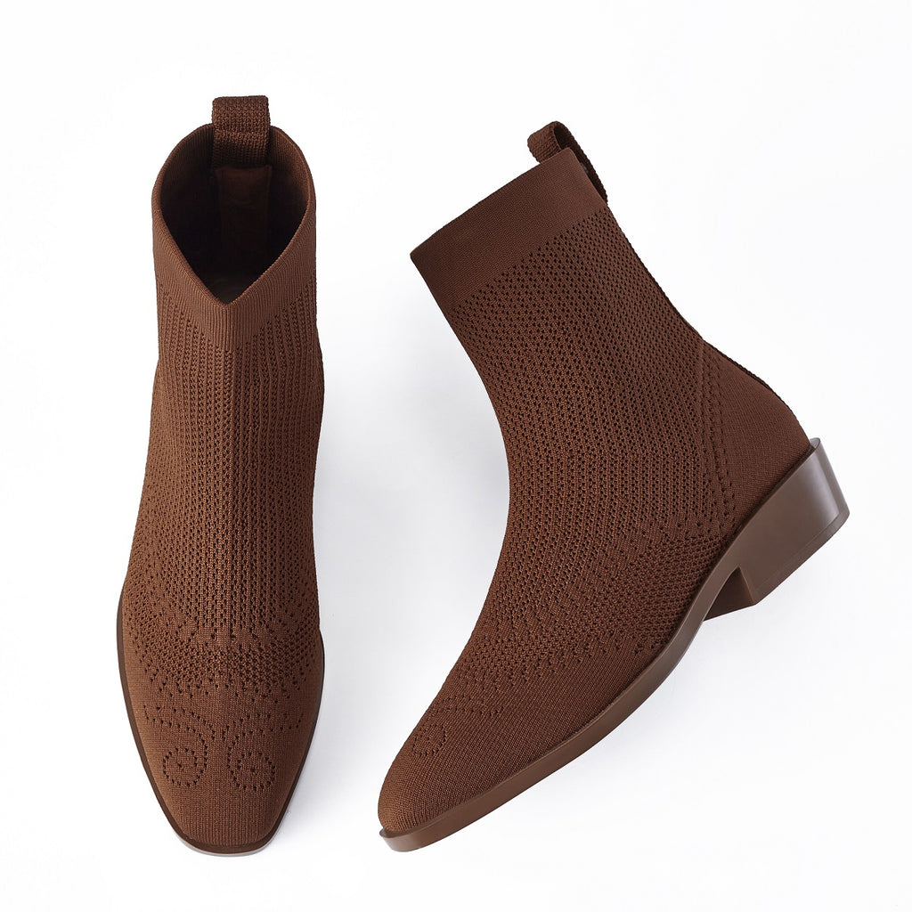 Malove Ladies' Brogue Chelsea Boots 5809 Brown - House of Avenues - Designer Shoes | 香港 | 女Ã? House of Avenues