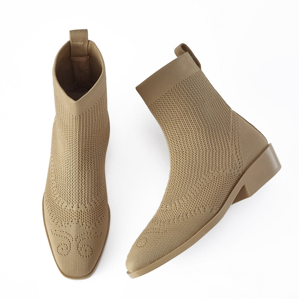 Malove Ladies' Brogue Chelsea Boots 5809 Champagne - House of Avenues - Designer Shoes | 香港 | 女Ã? House of Avenues