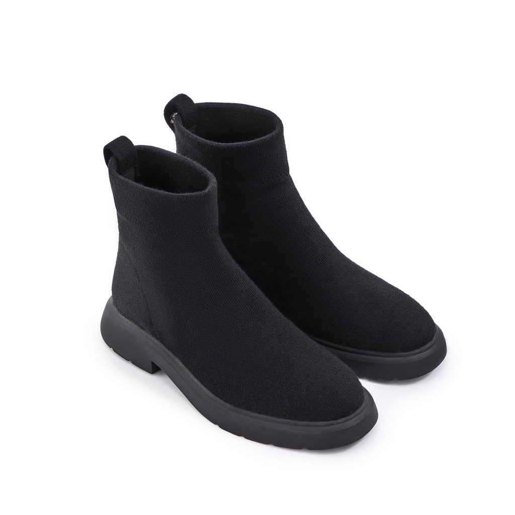 Malove Ladies' Wedge-Heel Wool Thick bottom Booties  5787 Black - House of Avenues - Designer Shoes | 香港 | 女Ã? House of Avenues