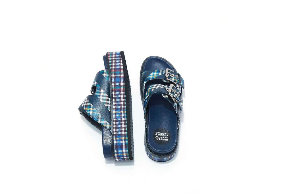 Ladies Check Pattern Platform Beach Sandal 4483 - House of Avenues - Designer Shoes | 香港 | 女Ã? House of Avenues
