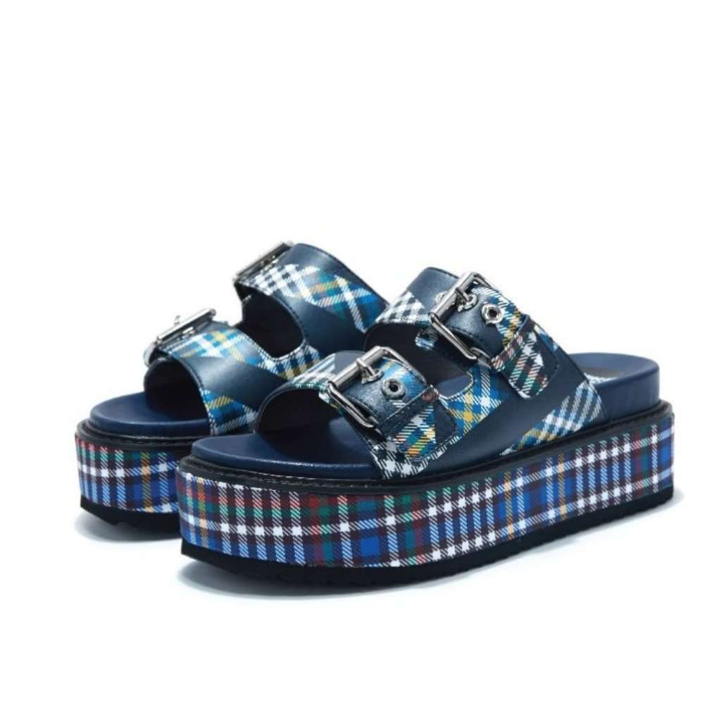 Ladies Check Pattern Platform Beach Sandal 4483 - House of Avenues - Designer Shoes | 香港 | 女Ã? House of Avenues