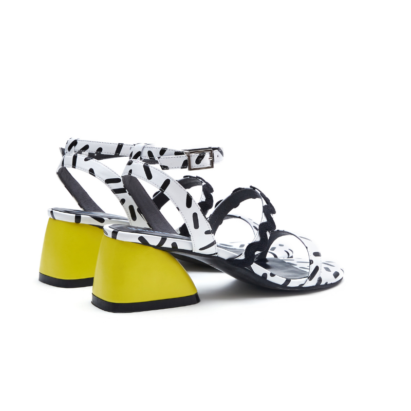 Ladies Overall Printed Heel Sandal 4453 White - House of Avenues - Designer Shoes | 香港 | 女Ã? House of Avenues