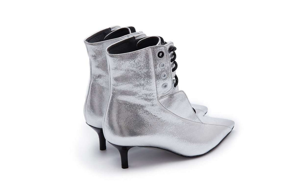 Ladies Retro Lace Up Bootie 5164 Silver - House of Avenues - Designer Shoes | 香港 | 女Ã? House of Avenues