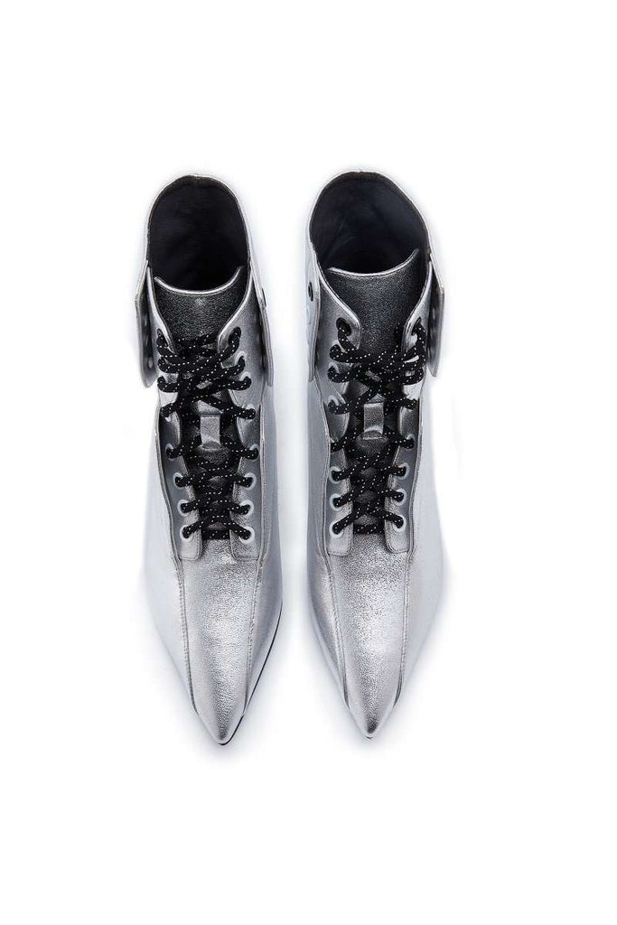 Ladies Retro Lace Up Bootie 5164 Silver - House of Avenues - Designer Shoes | 香港 | 女Ã? House of Avenues