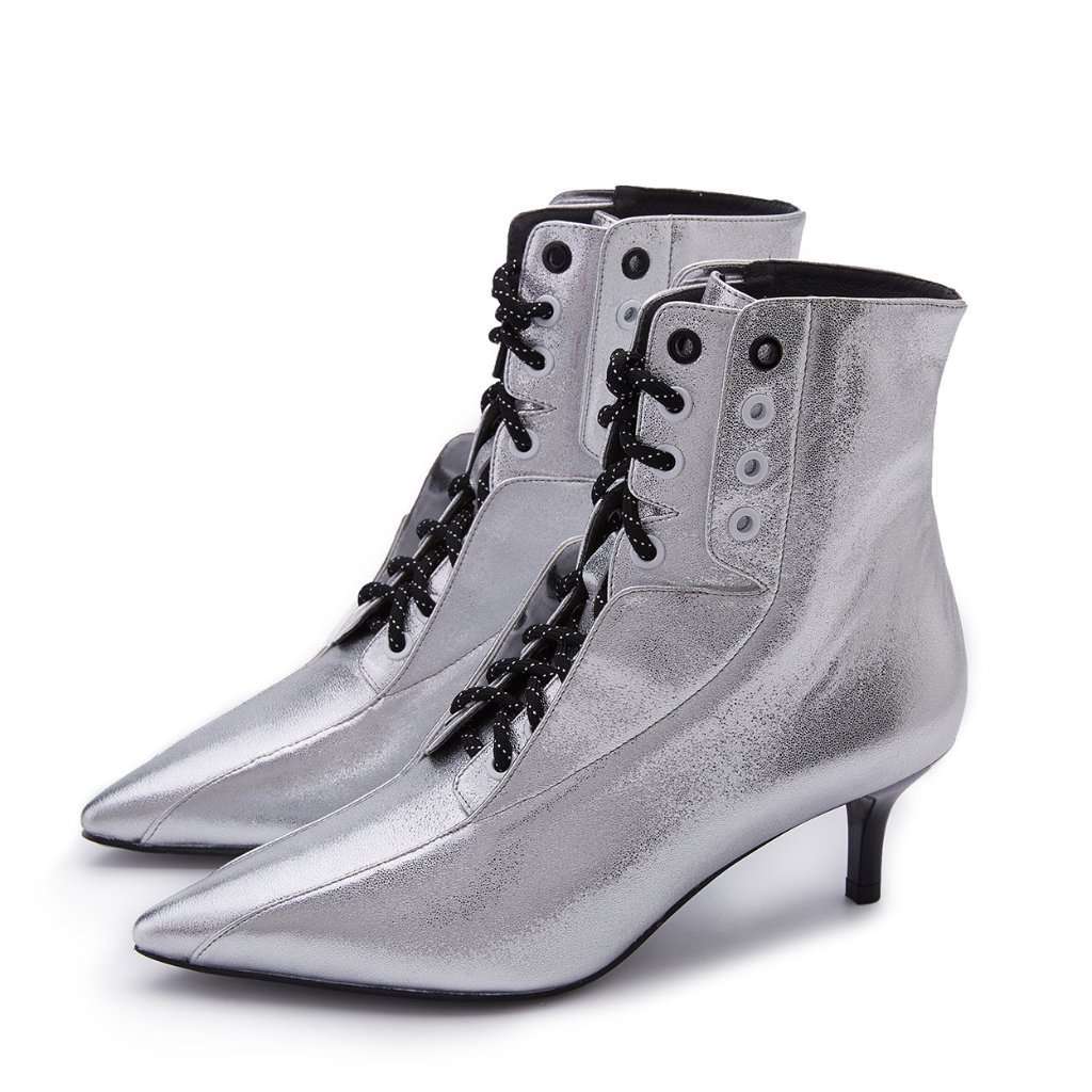 Ladies Retro Lace Up Bootie 5164 Silver - House of Avenues - Designer Shoes | 香港 | 女Ã? House of Avenues